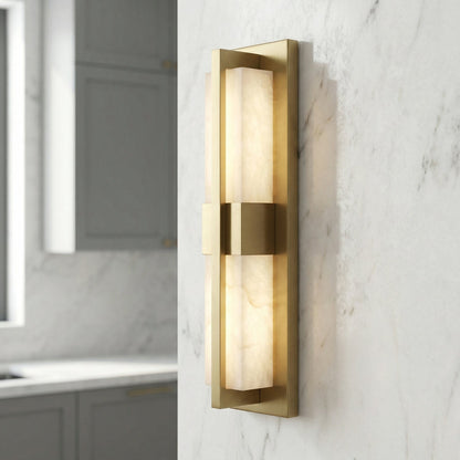 Vertical Alabaster Stone Wall Sconce