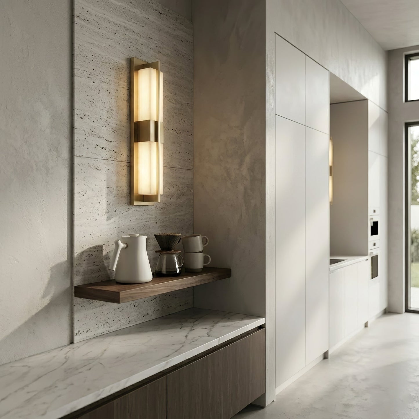 Vertical Alabaster Stone Wall Sconce