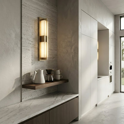 Vertical Alabaster Stone Wall Sconce