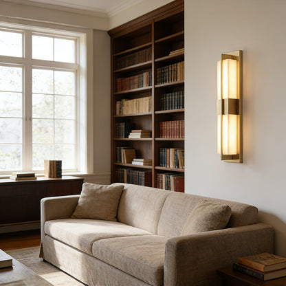 Vertical Alabaster Stone Wall Sconce
