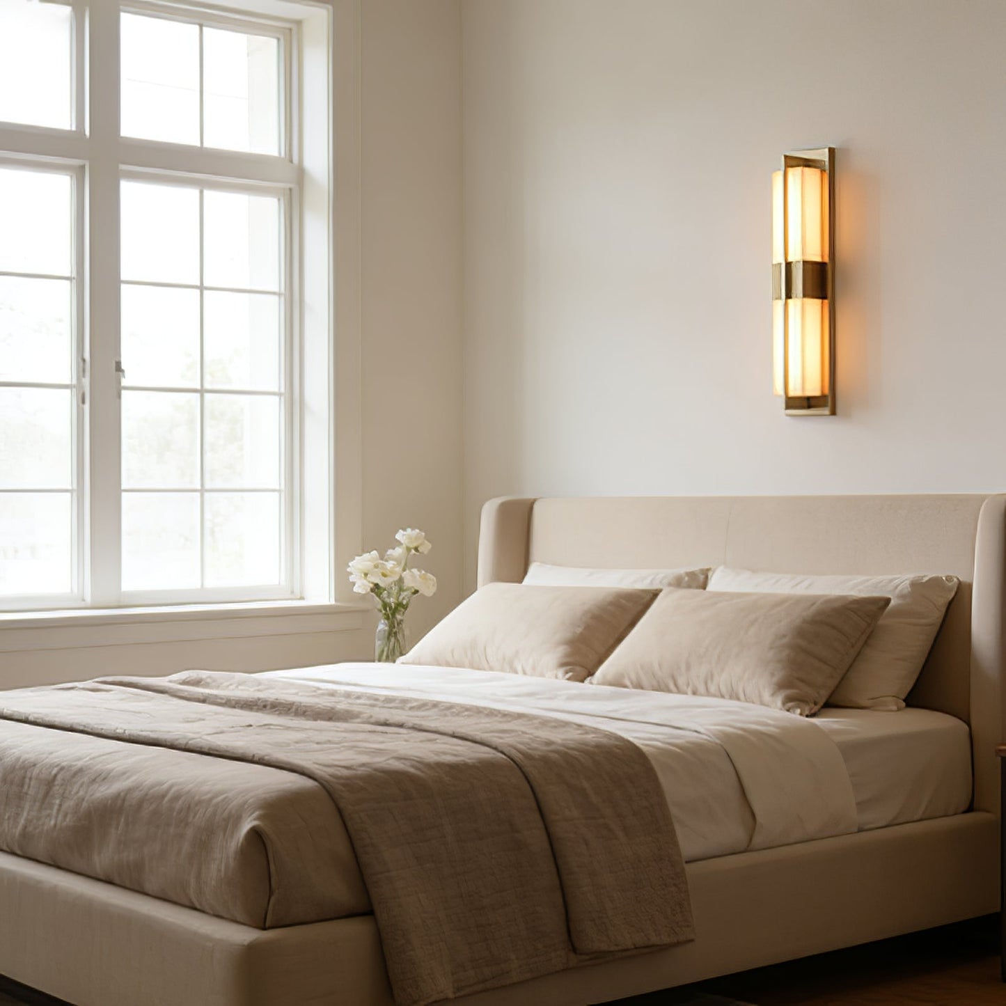 Vertical Alabaster Stone Wall Sconce