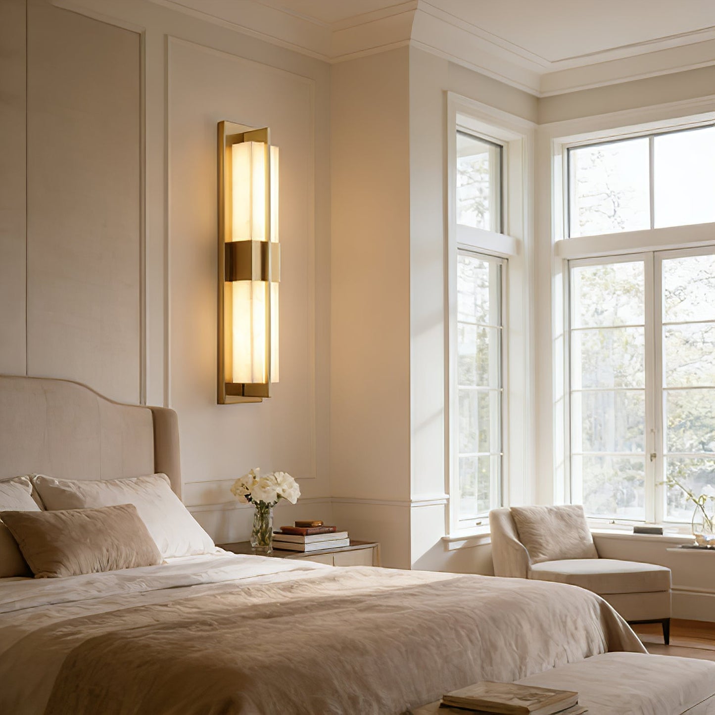 Vertical Alabaster Stone Wall Sconce