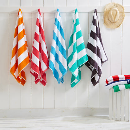 Cotton Velour Cabana Stripe Beach Towel - Novia Collection.