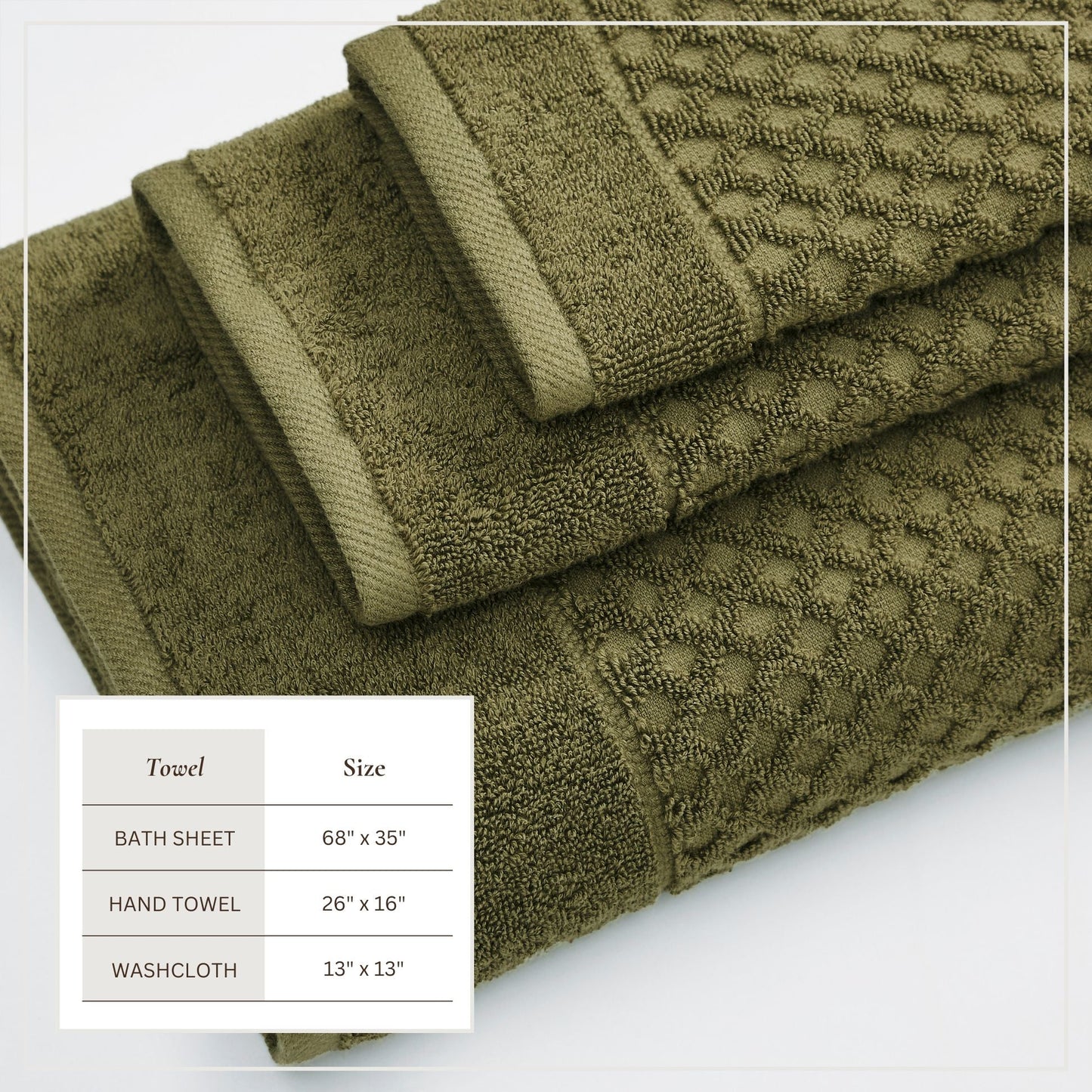 Cotton Diamond Waffle Weave Bath Towel Set - Grayson Collection