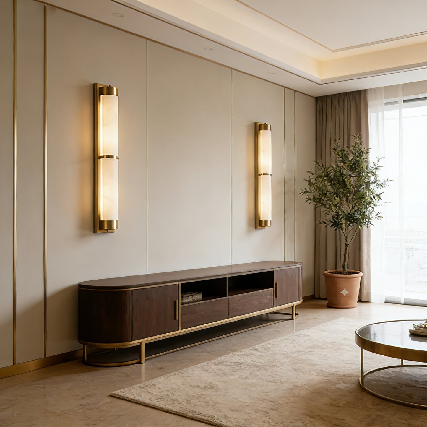 VUUE Cylindra Alabaster Brass Wall Light