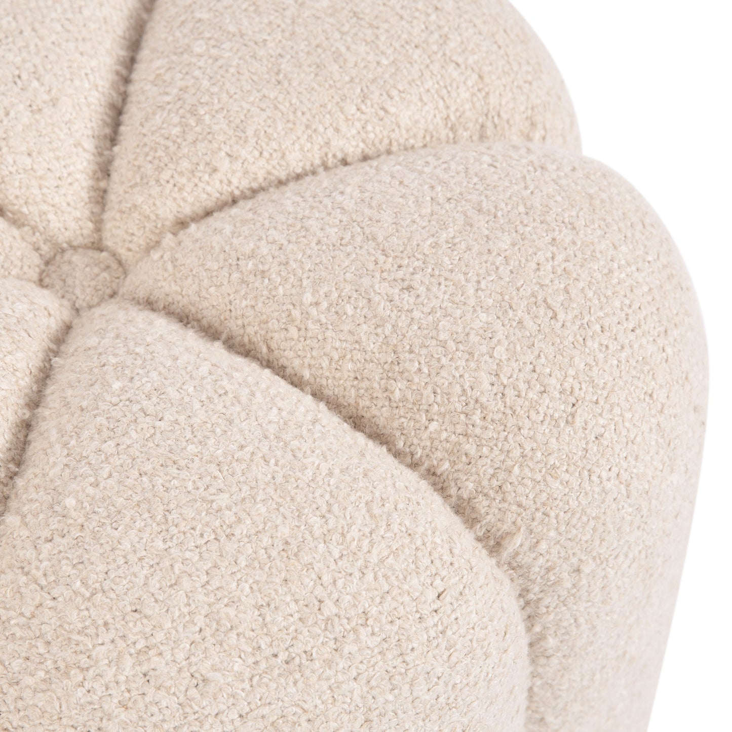 Lucida Round Tufted Ottoman Fabric and Wood
