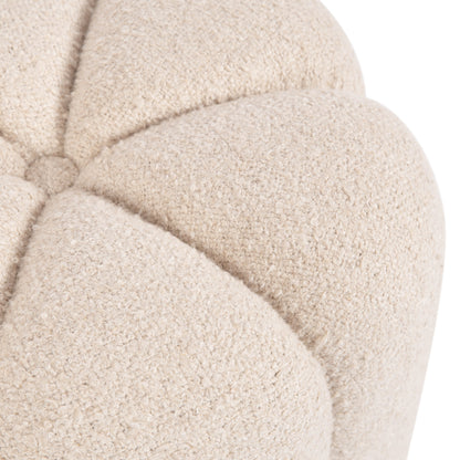 Lucida Round Tufted Ottoman Fabric and Wood