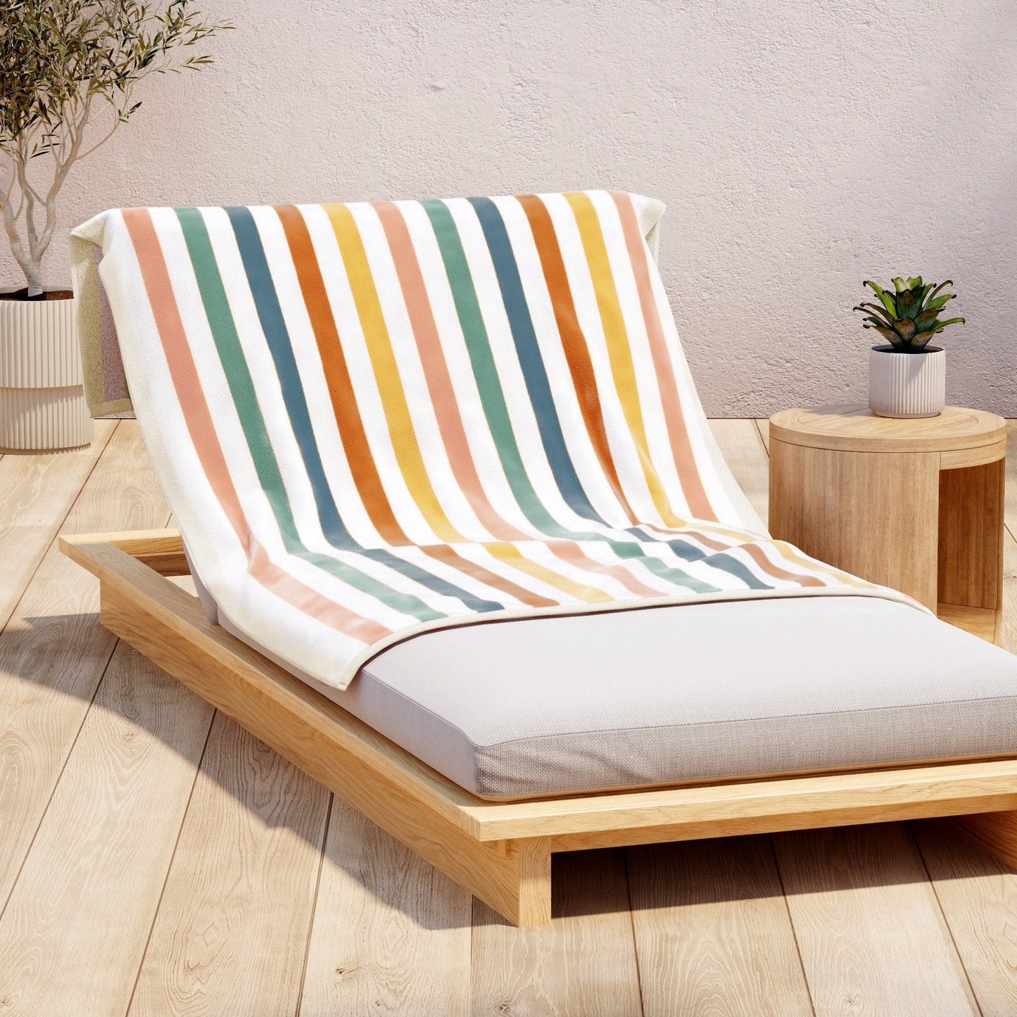 Oversized Striped Border Cabana Beach Towels - Santa Cruz.