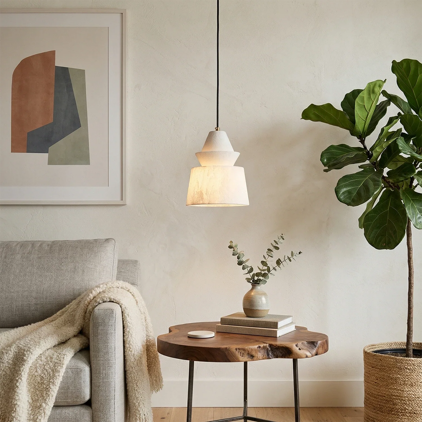 White Alabaster Pendant Light