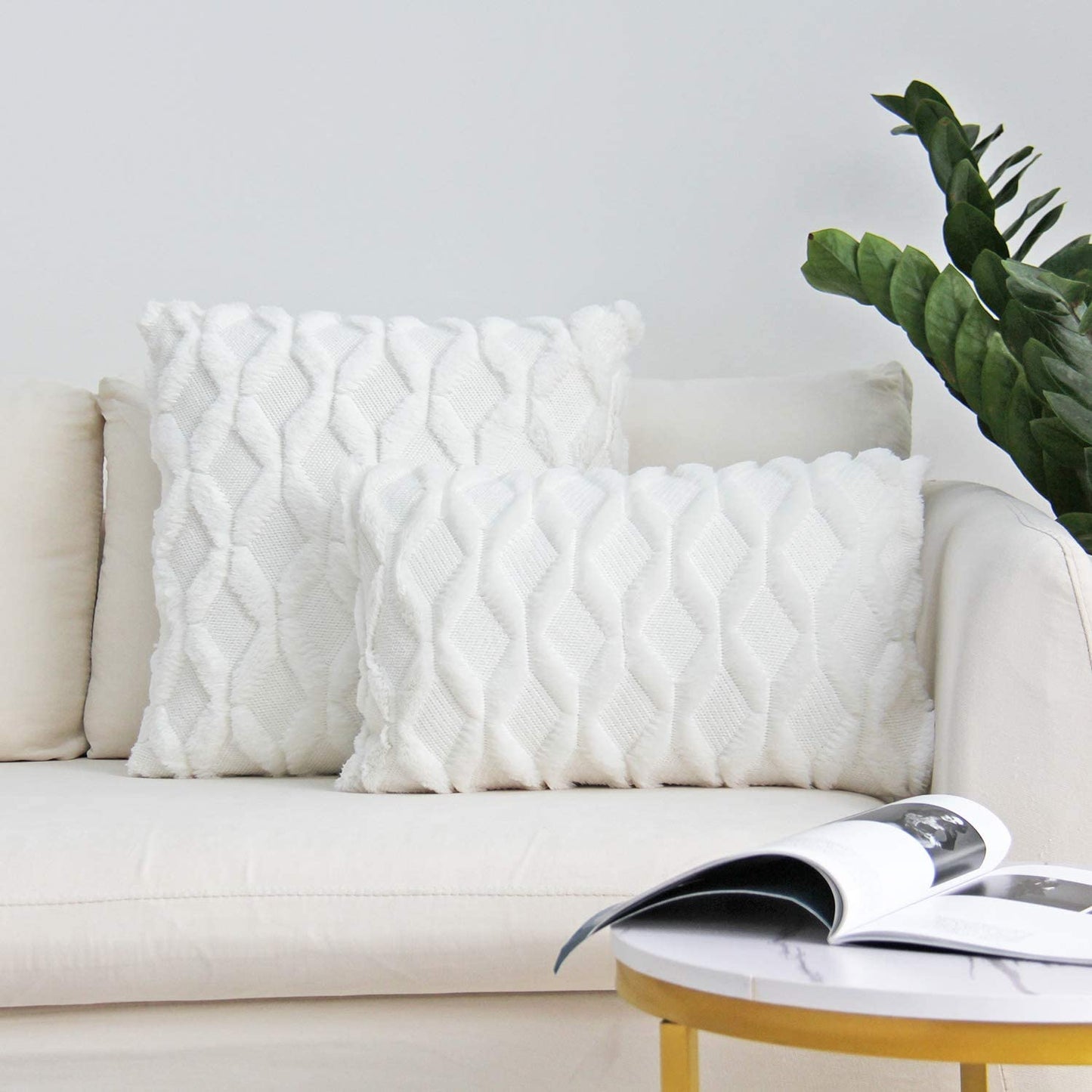 Pack of 2 bundle One 18"x18" with a matching color of one 12"x20" Square and rectangle combo set throw pillow covers with inserts
