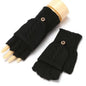 Winter Warm Thickening Wool Gloves Knitted Flip Fingerless Exposed Finger Thick Gloves Mittens Soft Cold Weather Women Gloves