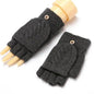 Winter Warm Thickening Wool Gloves Knitted Flip Fingerless Exposed Finger Thick Gloves Mittens Soft Cold Weather Women Gloves