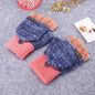 Winter Warm Thickening Wool Gloves Knitted Flip Fingerless Exposed Finger Thick Gloves Mittens Soft Cold Weather Women Gloves