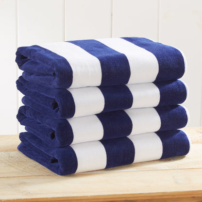 Cotton Velour Cabana Stripe Beach Towel - Novia Collection.