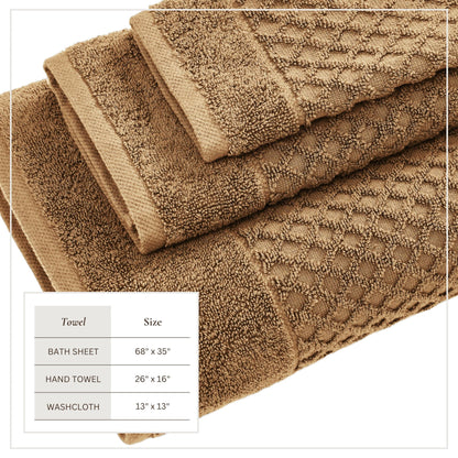 Cotton Diamond Waffle Weave Bath Towel Set - Grayson Collection
