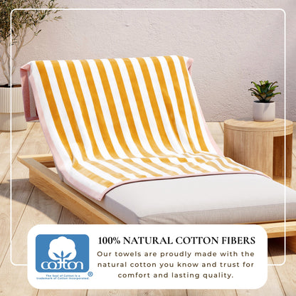 Oversized Striped Border Cabana Beach Towels - Santa Cruz.