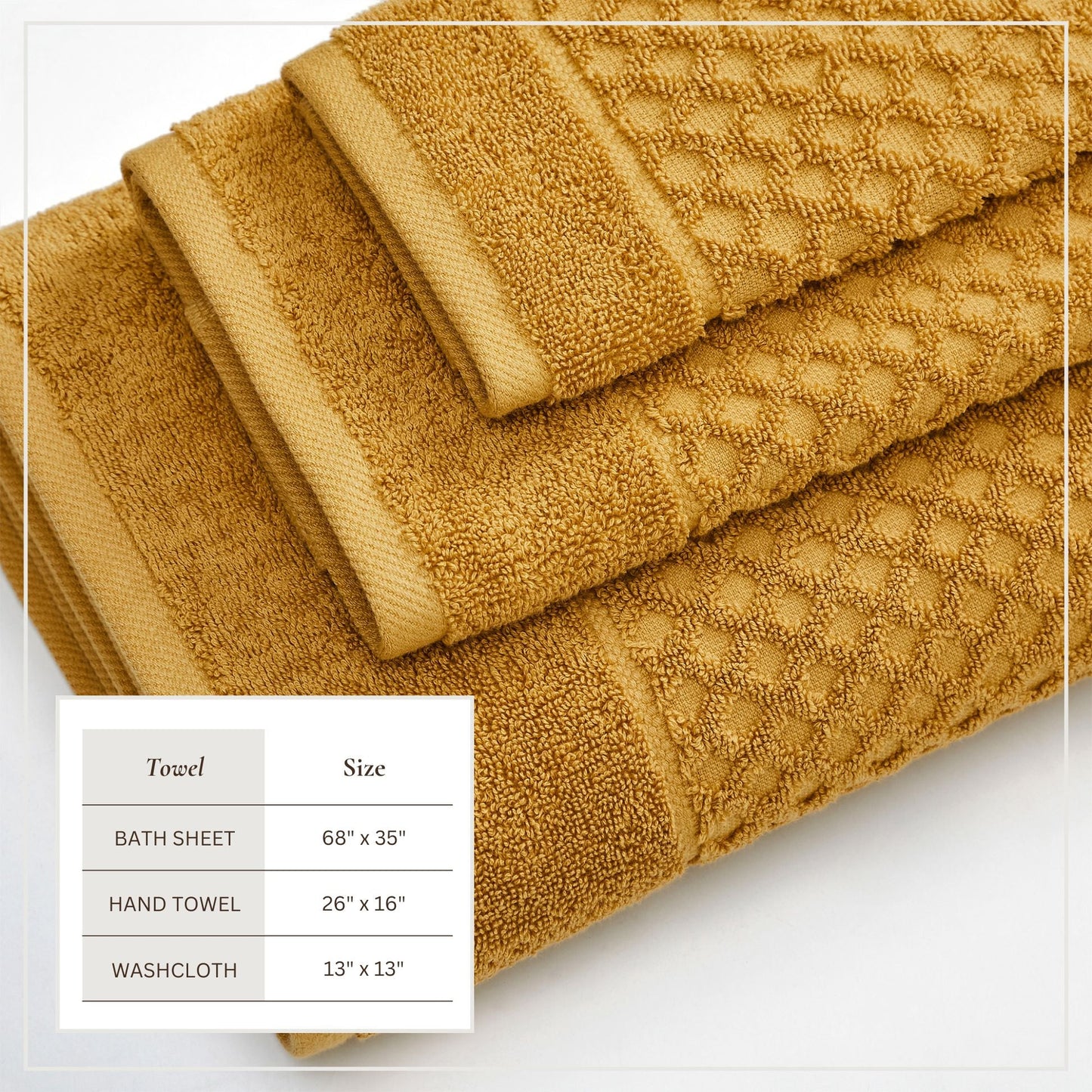 Cotton Diamond Waffle Weave Bath Towel Set - Grayson Collection