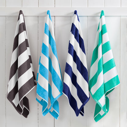 Cotton Velour Cabana Stripe Beach Towel - Novia Collection.