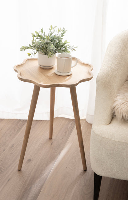 Alezar Scallop Wood Side Table