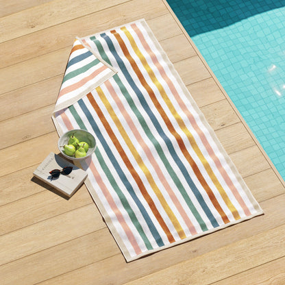 Oversized Striped Border Cabana Beach Towels - Santa Cruz.
