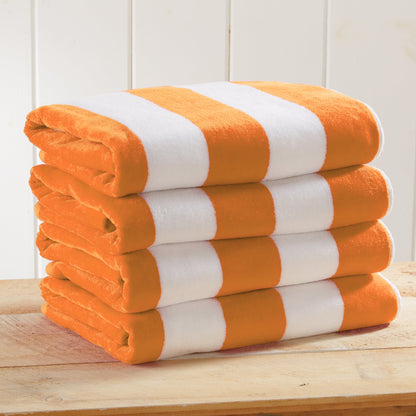 Cotton Velour Cabana Stripe Beach Towel - Novia Collection.