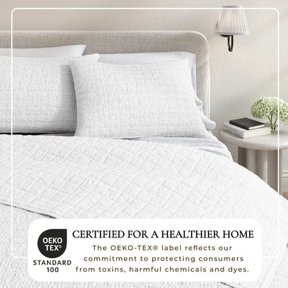 100% Cotton Honeycomb Waffle Garment Washed Quilt Set - Genevieve Collection
