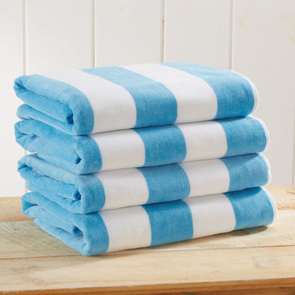 Cotton Velour Cabana Stripe Beach Towel - Novia Collection.