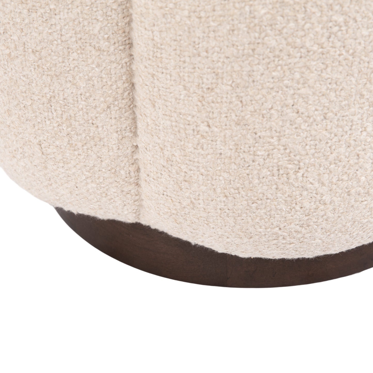 Lucida Round Tufted Ottoman Fabric and Wood