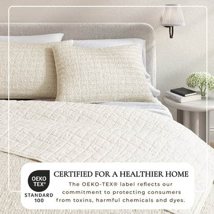 100% Cotton Honeycomb Waffle Garment Washed Quilt Set - Genevieve Collection